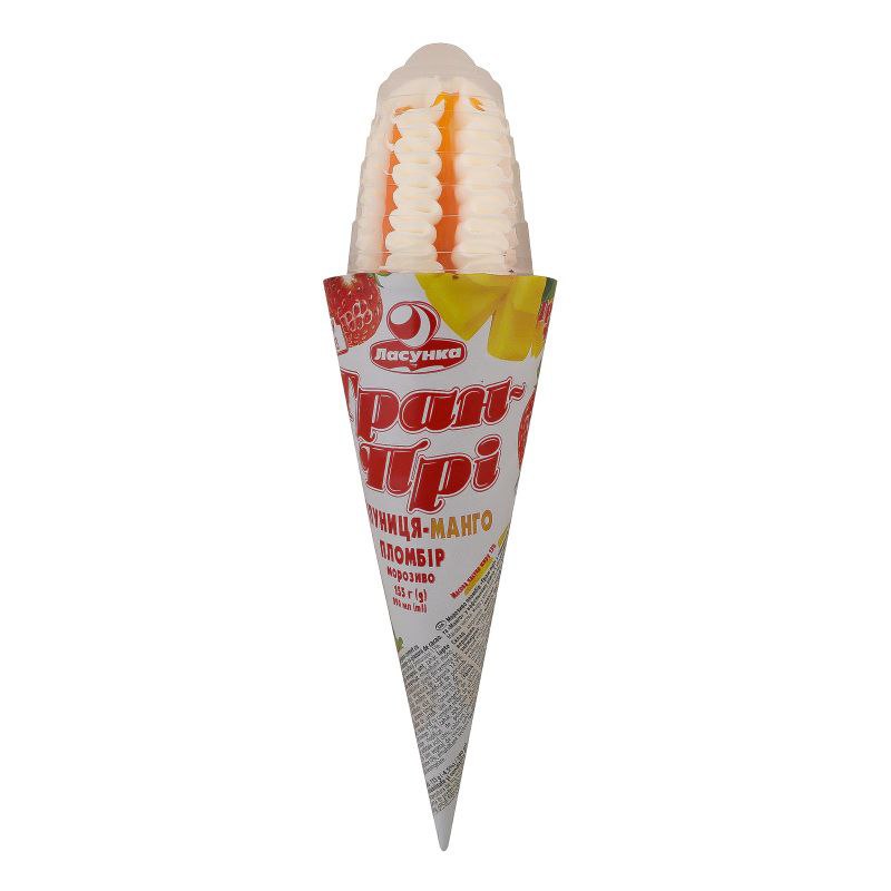 Морозиво-ріжок Ласунка Гран-прі Манго-Полуниця 155г